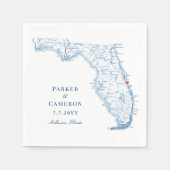 Melbourne Florida Map Elegante Wedding Serviette (Vorderseite)