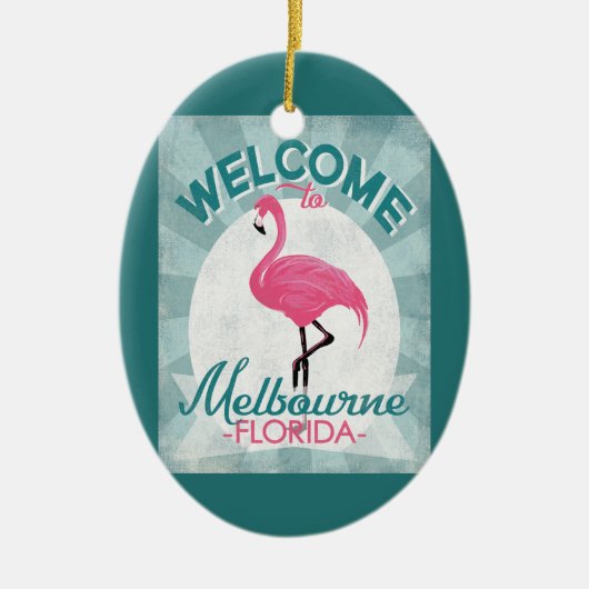 Melbourne Florida Pink Flamingo Retro Keramik Ornament (Vorne)