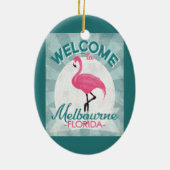 Melbourne Florida Pink Flamingo Retro Keramik Ornament (Hinten)