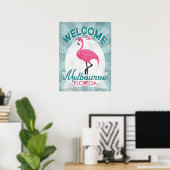 Melbourne Florida Pink Flamingo Retro Poster (Heimbüro)