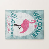 Melbourne Florida Pink Flamingo Retro Puzzle (Horizontal)