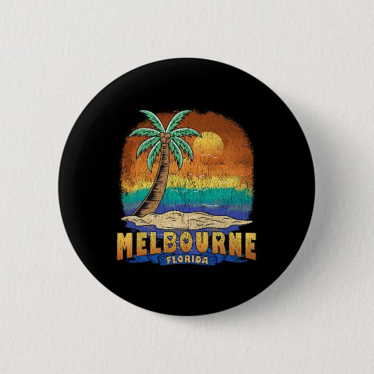 Melbourne Florida Vintag Distressed Souvenir Button (Vorderseite)