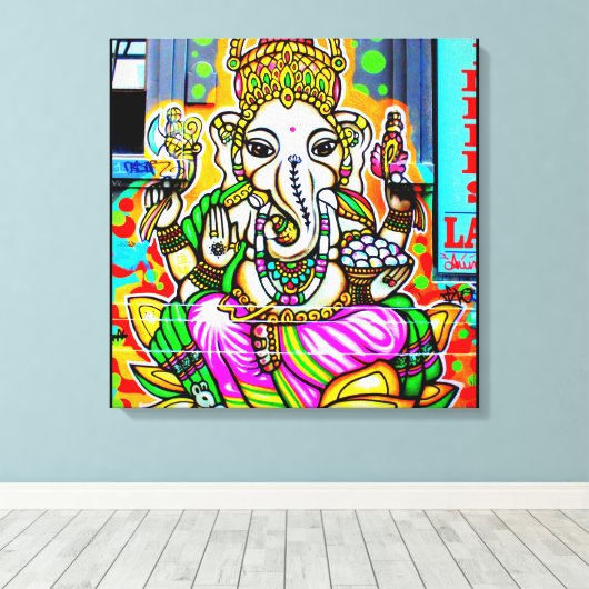 Melbourne Graffiti Street Art Ganesh Elephant Neon Leinwanddruck (Insitu (Holzboden))