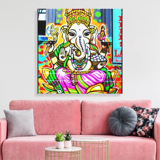 Melbourne Graffiti Street Art Ganesh Elephant Neon Leinwanddruck (Insitu (Wohnzimmer))