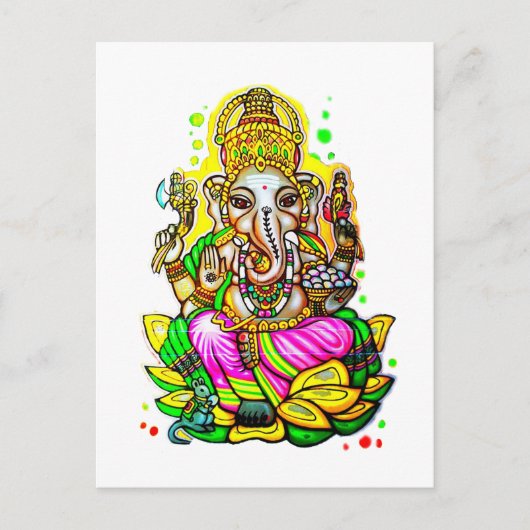 Melbourne Graffiti Street Art Ganesh Elephant Neon Postkarte (Vorderseite)
