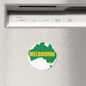 Melbourne Green and Gold Map Magnet (In Situ (Geschirrspüler))