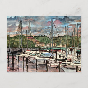 Melbourne Harbour Marina Segelboote Kunst Segelboo Postkarte