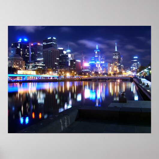 Melbourne in der Nacht Poster (Vorne)