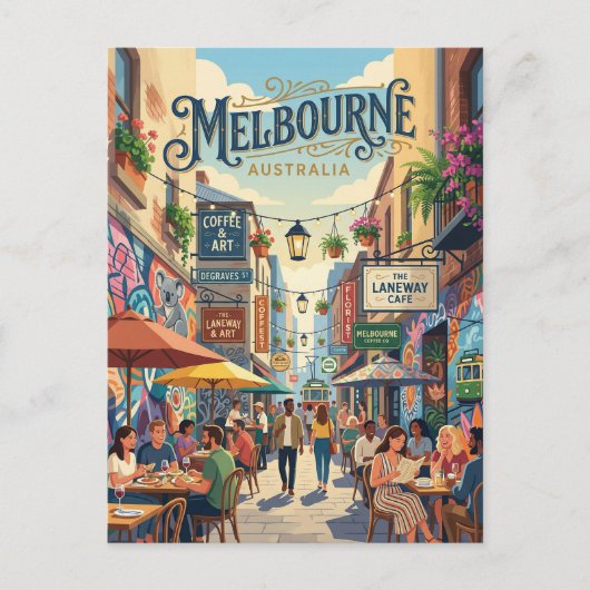 Melbourne Lanes Australien Postkarte (Vorderseite)
