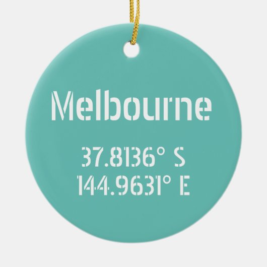 Melbourne Latitude Longitude Keramik Ornament (Vorne)