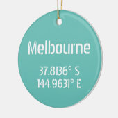 Melbourne Latitude Longitude Keramik Ornament (Links)