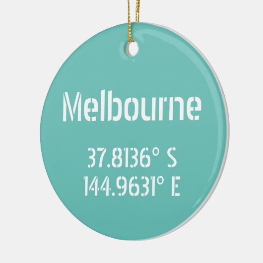 Melbourne Latitude Longitude Keramik Ornament (Links)