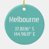 Melbourne Latitude Longitude Keramik Ornament (Hinten)