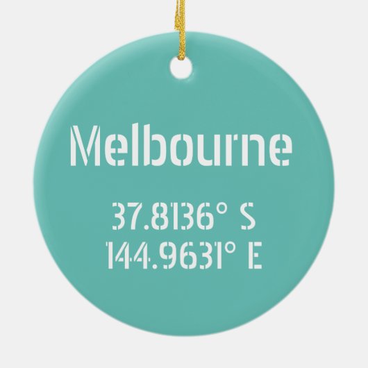 Melbourne Latitude Longitude Keramik Ornament (Hinten)