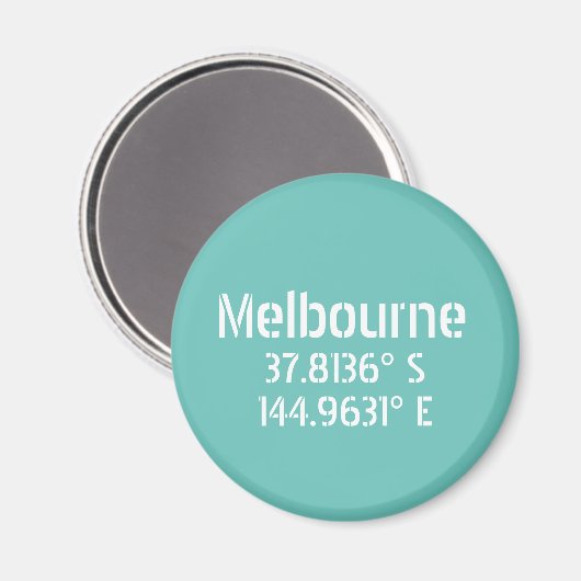 Melbourne Latitude Longitude Magnet (Vorderseite/Rückseite)