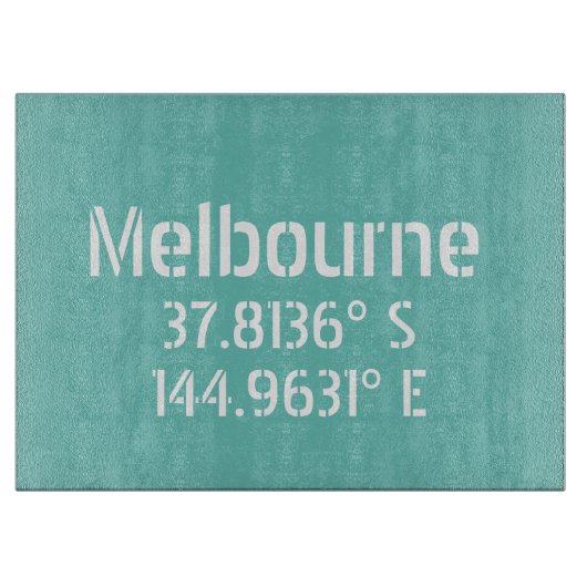 Melbourne Latitude Longitude Schneidebrett (Vorderseite)