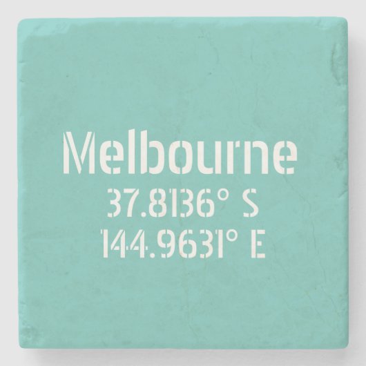 Melbourne Latitude Longitude Steinuntersetzer (Vorderseite)