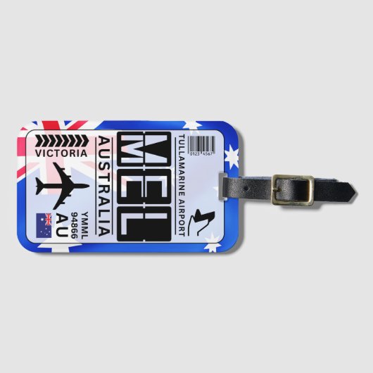 Melbourne MEL Flughafen-Code Gepäckanhänger (Vorderseite (Horizontal))