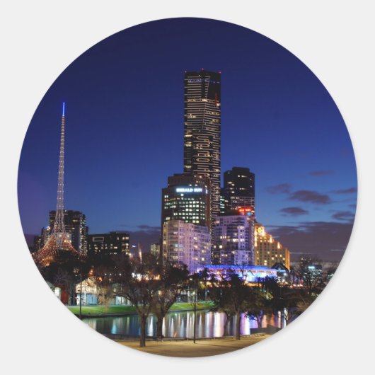 Melbourne-Skyline-Aufkleber Runder Aufkleber (Vorderseite)