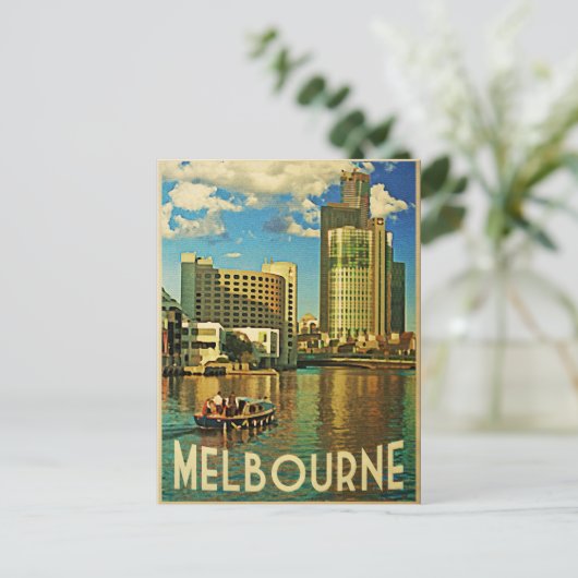 Melbourne Skyline Australia Postkarte (Stehend Vorderseite)
