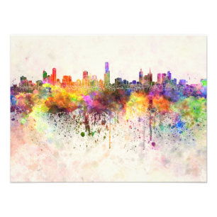 Melbourne skyline im Watercolor background Fotodruck