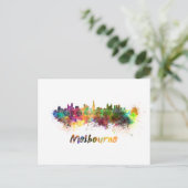 Melbourne skyline im Watercolor Postkarte (Stehend Vorderseite)