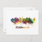 Melbourne skyline im Watercolor Postkarte (Vorne/Hinten)