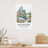 Melbourne Skyline Poster - Hand-Sketched Cityscape (Küche)
