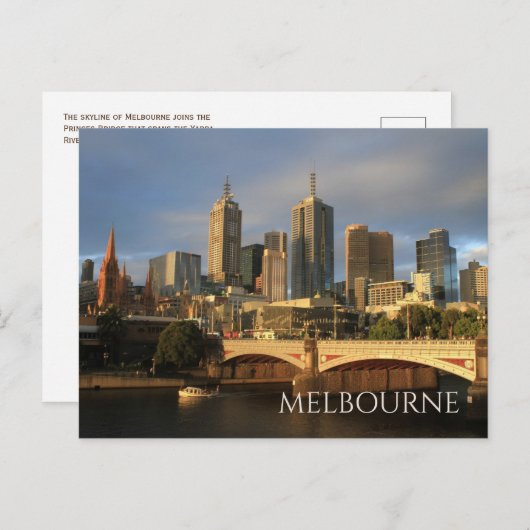 Melbourne Skyline, Princess Bridge, Yarra River Postkarte (Vorne/Hinten)