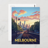 Melbourne Skyline Train Station Postkarte (Vorne/Hinten)