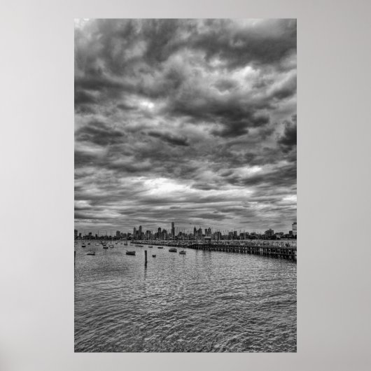 Melbourne Skyline von St. Kilda Poster (Vorne)