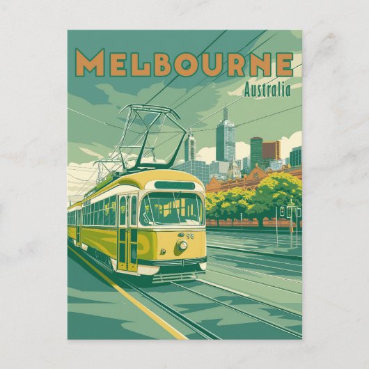 Melbourne Souvenir | Vintage Melbourne Tram Postkarte (Vorderseite)