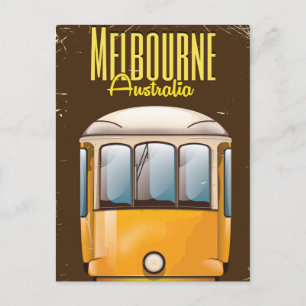 Melbourne Tram Australia Vintage Reiseplakat Postkarte