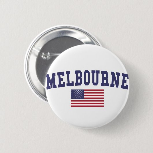 Melbourne US-Flagge Button (Vorne & Hinten)