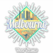 Melbourne Victoria Australia Retro Skyline Vintag Aufkleber (Vorderseite)
