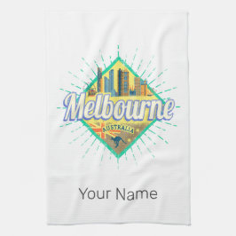 Melbourne Victoria Australia Retro Skyline Vintag Geschirrtuch