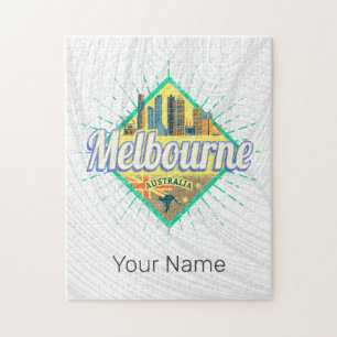 Melbourne Victoria Australia Retro Skyline Vintag Puzzle