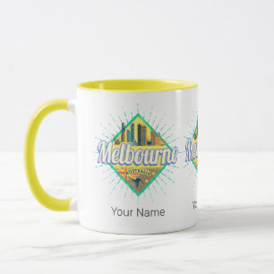 Melbourne Victoria Australia Retro Skyline Vintag Tasse