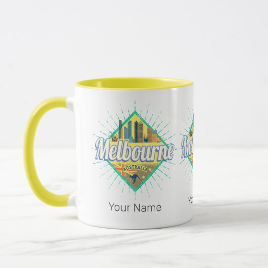 Melbourne Victoria Australia Retro Skyline Vintag Tasse (Links)