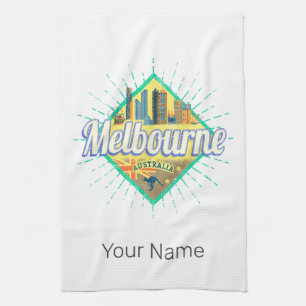 Melbourne Victoria Australien Retro-Silhouette Vin Geschirrtuch