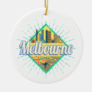 Melbourne Victoria Australien Retro-Silhouette Vin Keramik Ornament