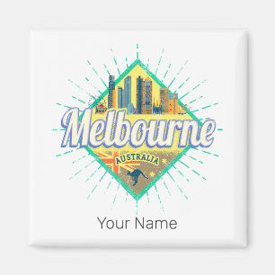 Melbourne Victoria Australien Retro-Silhouette Vin Magnet