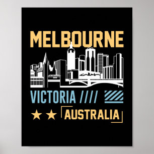 Melbourne Victoria Australien Skyline Reise Grafik Poster