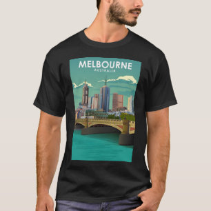 Melbourne Vintage Minimal Australien Reiseplakat T-Shirt