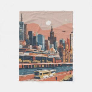 Melbourne Vintage-Plakat Fleecedecke