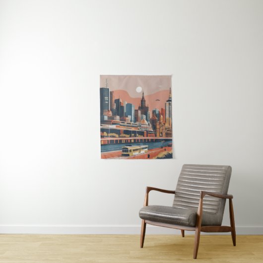 Melbourne Vintage-Plakat Wandteppich (Beispiel)