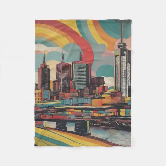 Melbourne Vintage Poster Fleecedecke (Vorderseite)