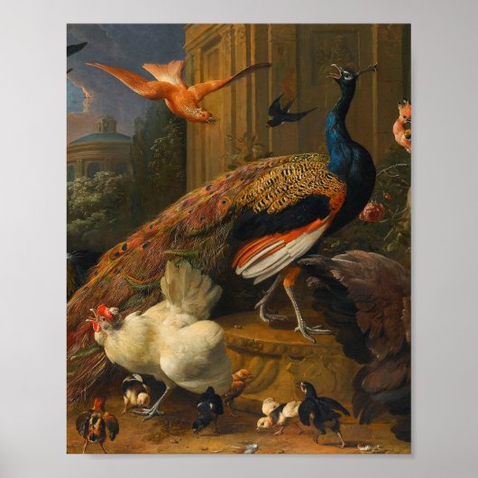Melchior d'Hondecoeter - Vögel in einem Park Poster (Vorne)