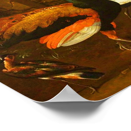 Melchior d'Hondecoeter - Vögel in einem Park Poster (Ecke)