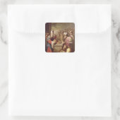 Melchizedek bietet Brot und Wein an Quadratischer Aufkleber (Tasche)